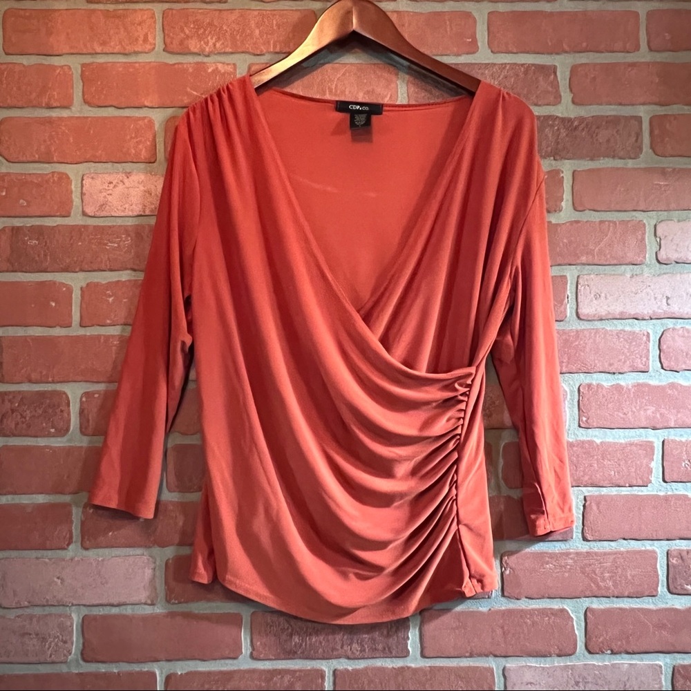 Rusty Orange Rouched Dressy Top